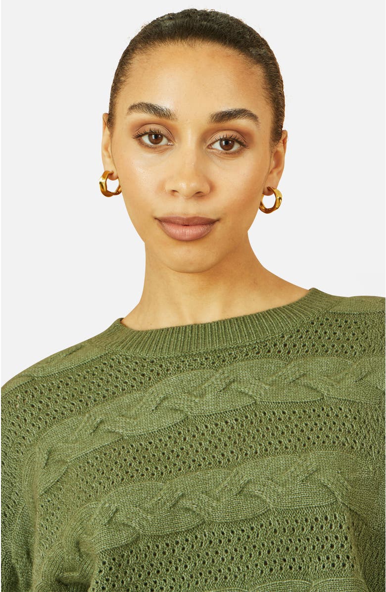Yumi Cable Knit Relaxed Fit Jumper, Alternate, color, Green