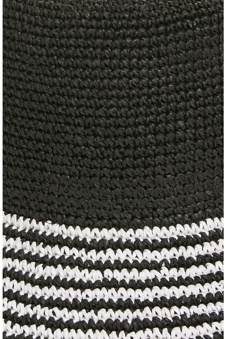 Stripe Brim Straw Bucket Hat, Alternate, color, BLACK COMBO