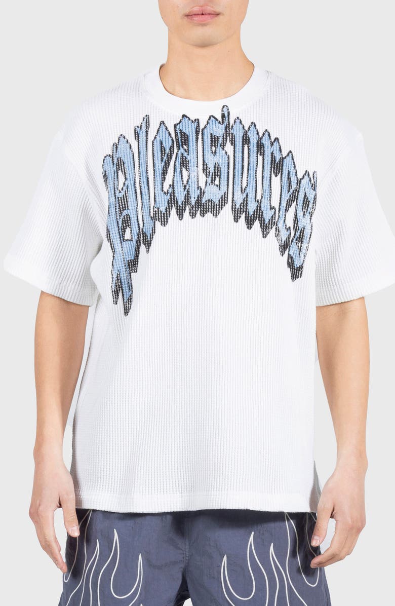 PLEASURES Twitch Graphic Waffle Knit T-Shirt, Main, color, White