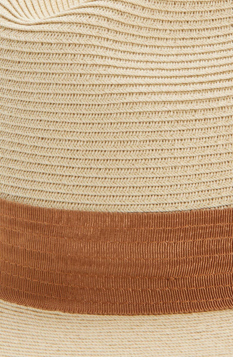Brixton Roma Packable Straw Fedora, Alternate, color, Natural/ Bronze
