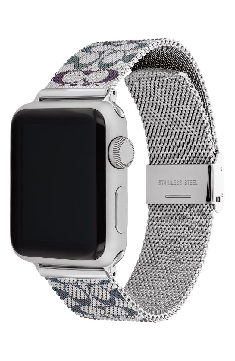 COACH 20mm Mesh Apple Watch<sup>®</sup> Watchband, Alternate, color, Blue