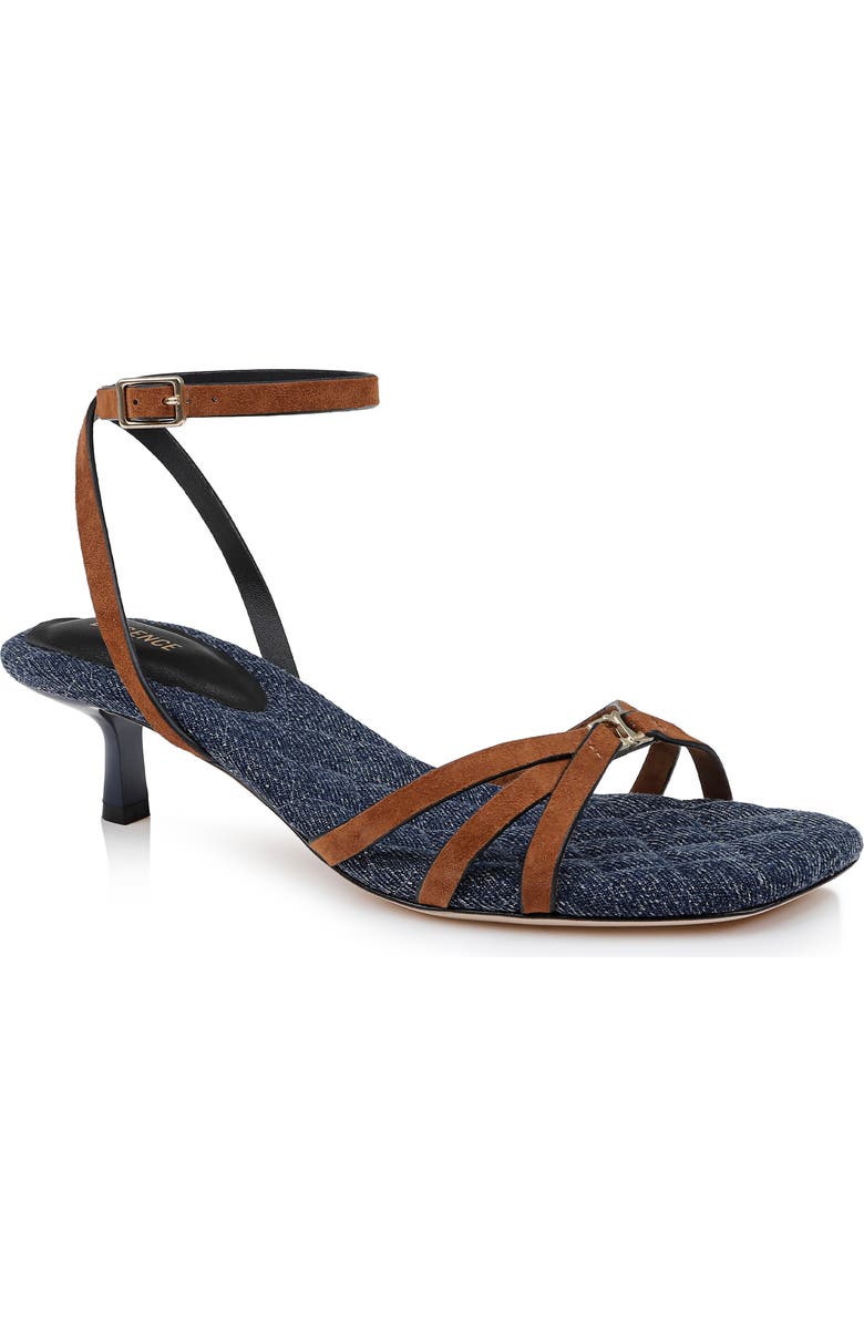 L'AGENCE Genette Ankle Strap Kitten Heel Sandal, Main, color, Buckskin Suede