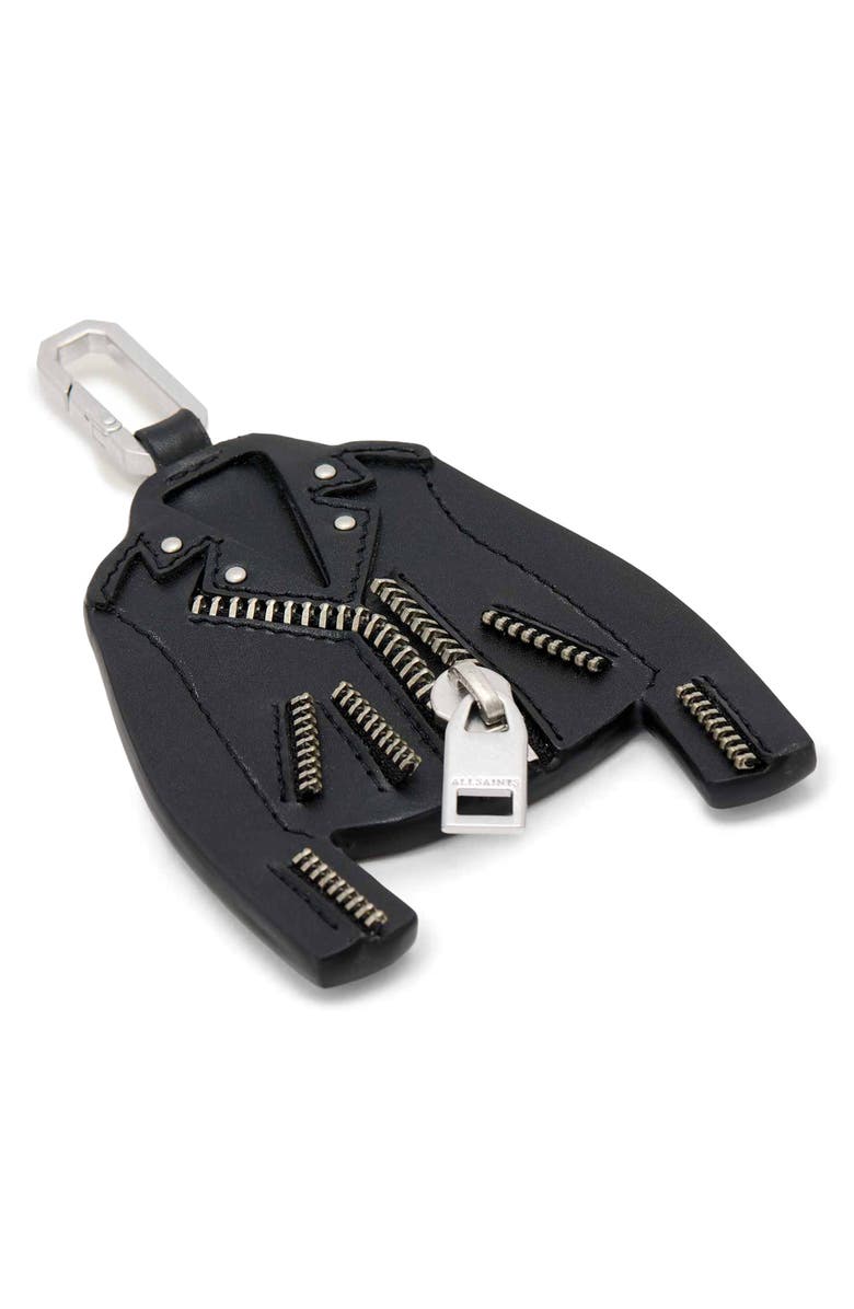 AllSaints Balfern Leather Jacket Keyring, Alternate, color, Black/ Silver