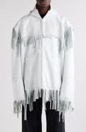 Balenciaga Fringe Leather Hooded Jacket
