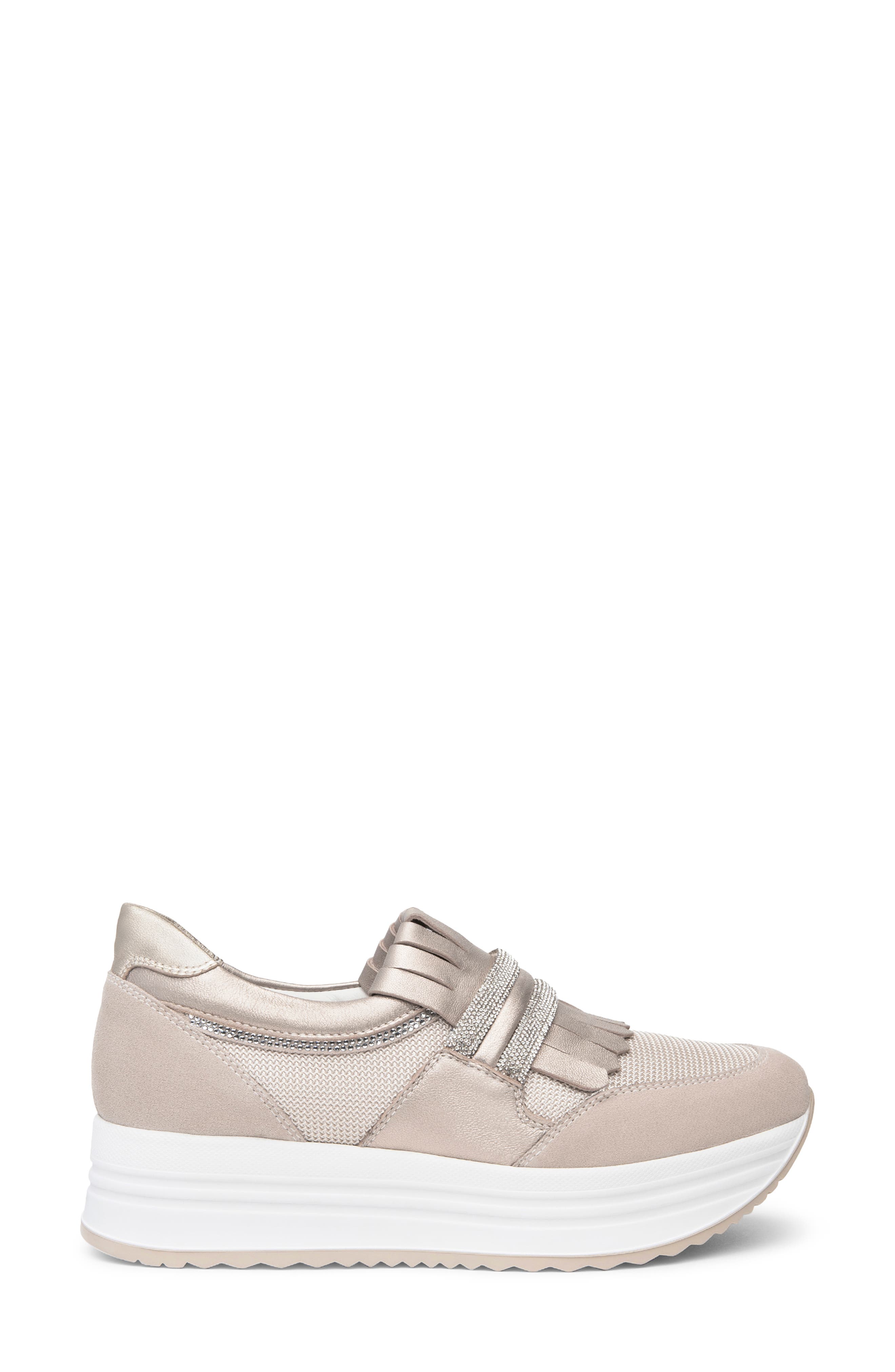 NeroGiardini Kiltie Bling Platform Sneaker, Alternate, color, 
