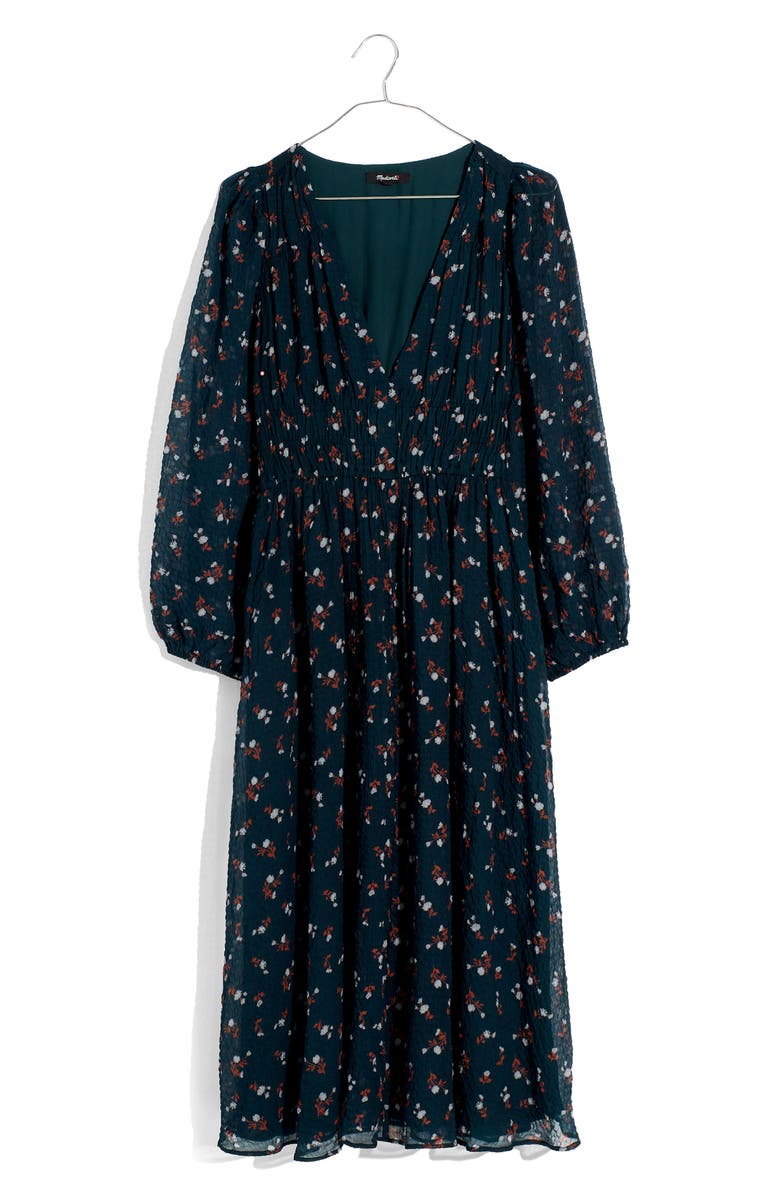 Madewell Sophia Woodland Floral Seersucker Midi Dress, Alternate, color, 