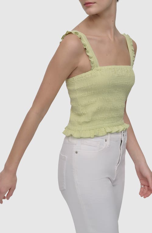 Dkny Jeans Ruffle Strap Smocked Cotton Crop Top