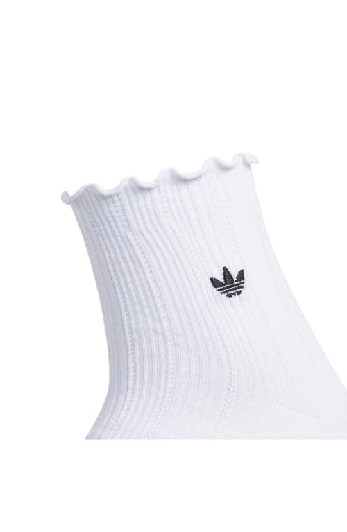 Adidas Originals Adidas Assorted 3-pack Ruffle Rib Ankle Socks In White