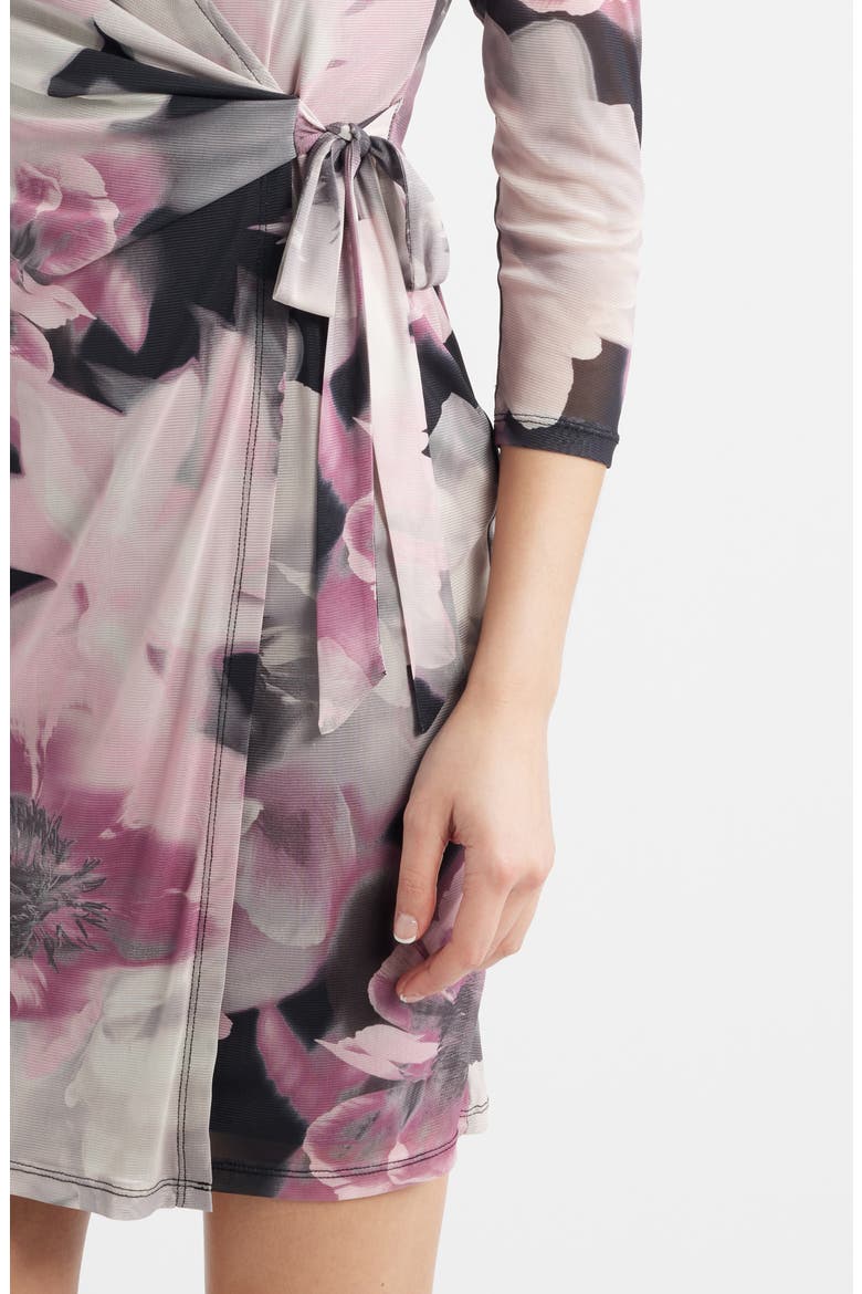 Floral Print Wrap Minidress, Alternate, color, ANNE BLACK MULTI