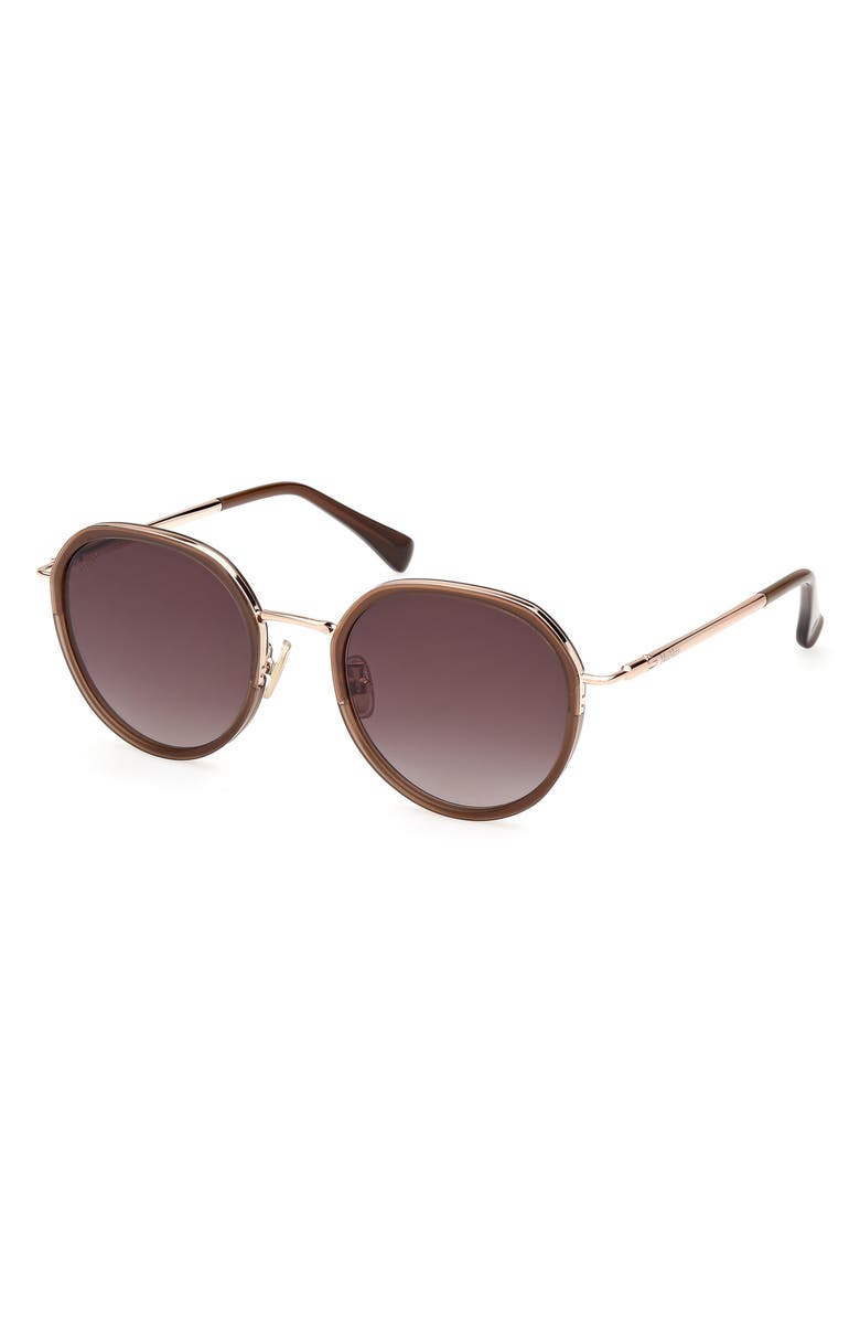 Max Mara 54mm Round Sunglasses, Alternate, color, Shiny Light Brown / Smoke