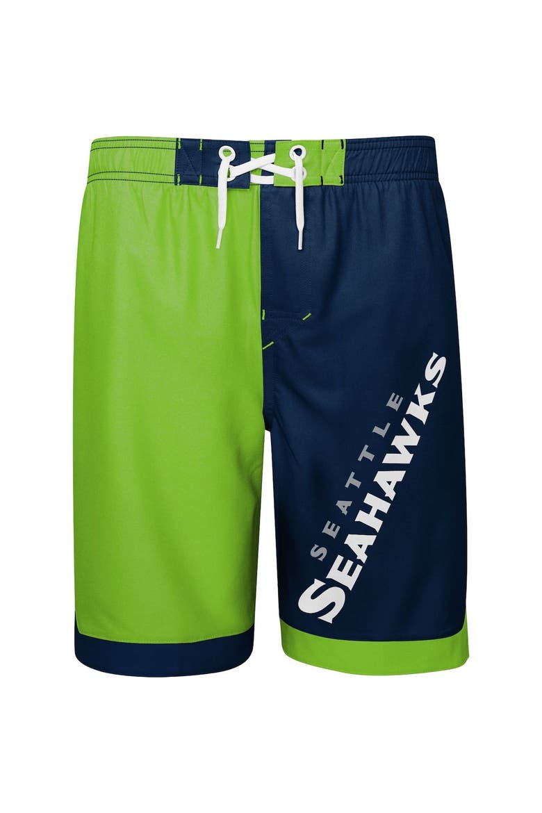 Youth Neon Green/College Navy Seattle Seahawks Conch Bay Board Shorts, Alternate, color, Neon Green