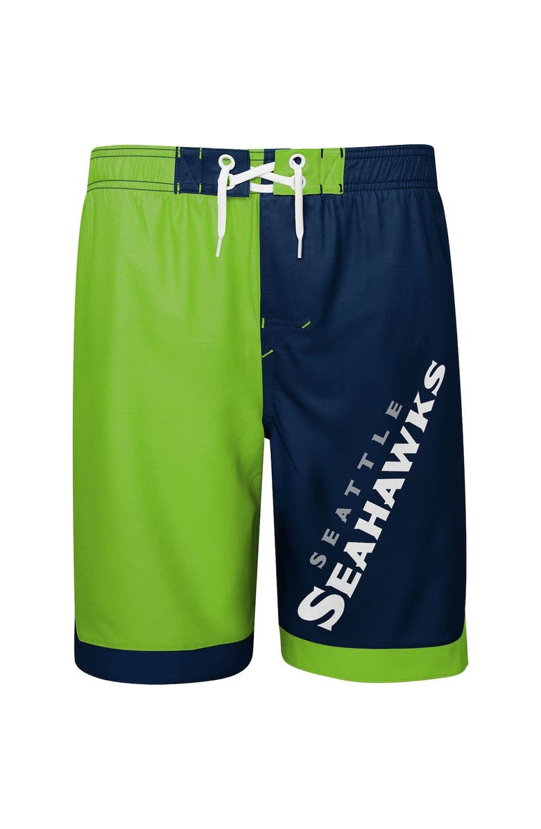 Outerstuff Youth Neon Green/College Navy Seattle Seahawks Conch Bay Board Shorts, Alternate, color,