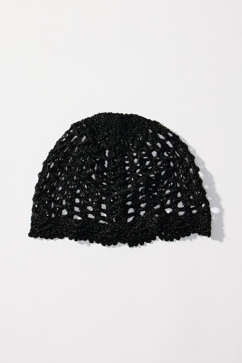 Crochet-look Hat, Alternate, color, Black