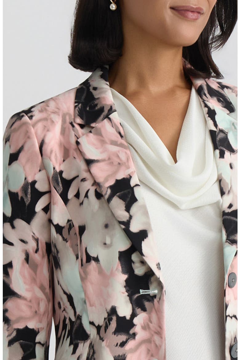 Floral Print Two-Button Blazer, Alternate, color, BLACK MULTI