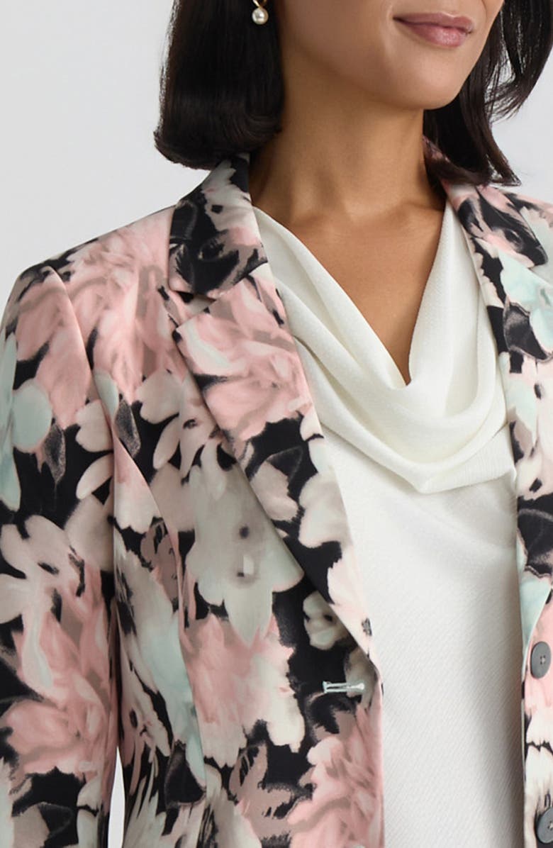 KASPER Floral Print Two-Button Blazer, Alternate, color, Black Multi