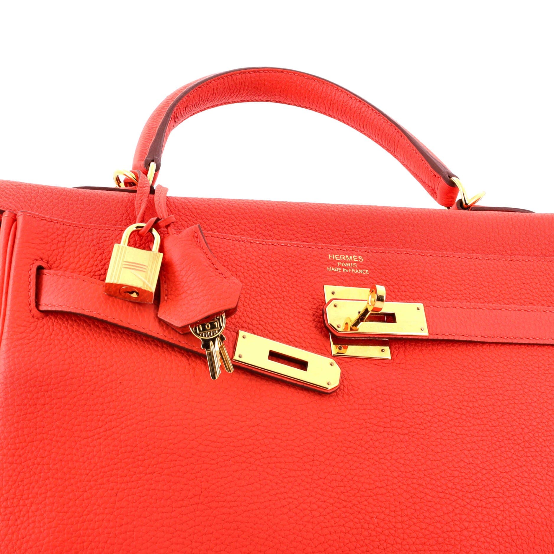 Pre-Owned Hermes Kelly Handbag Orange Togo with Gold Hardware 35, Alternate, color, Capucine