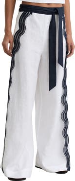 Reiss Farah Embroidered Linen Pants
