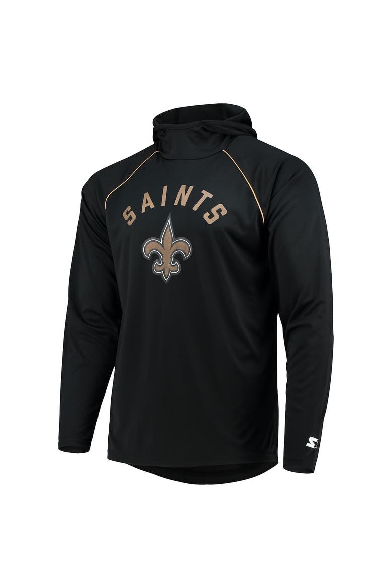 Men's Starter Black New Orleans Saints Raglan Long Sleeve Hoodie T-Shirt, Alternate, color, Black