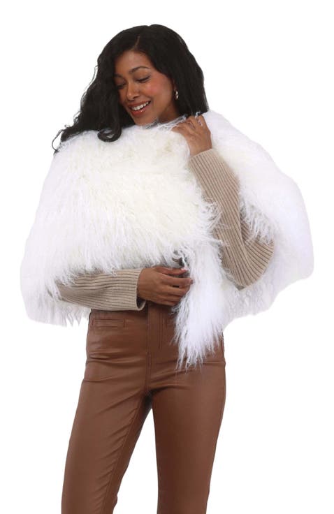 Select Genuine Shearling Shawl