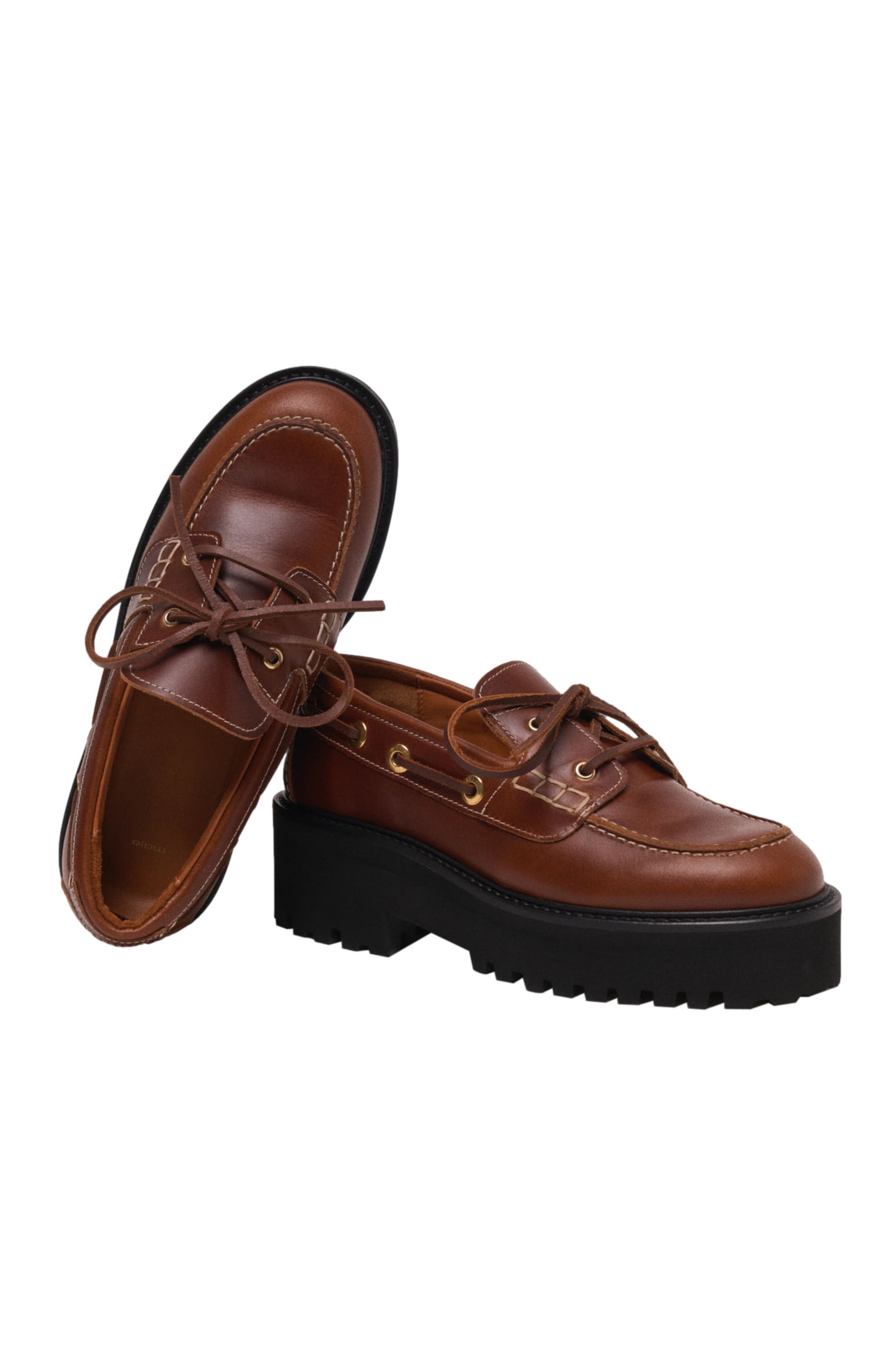 maje Boat shoes with chunky sole, Alternate, color, Brown