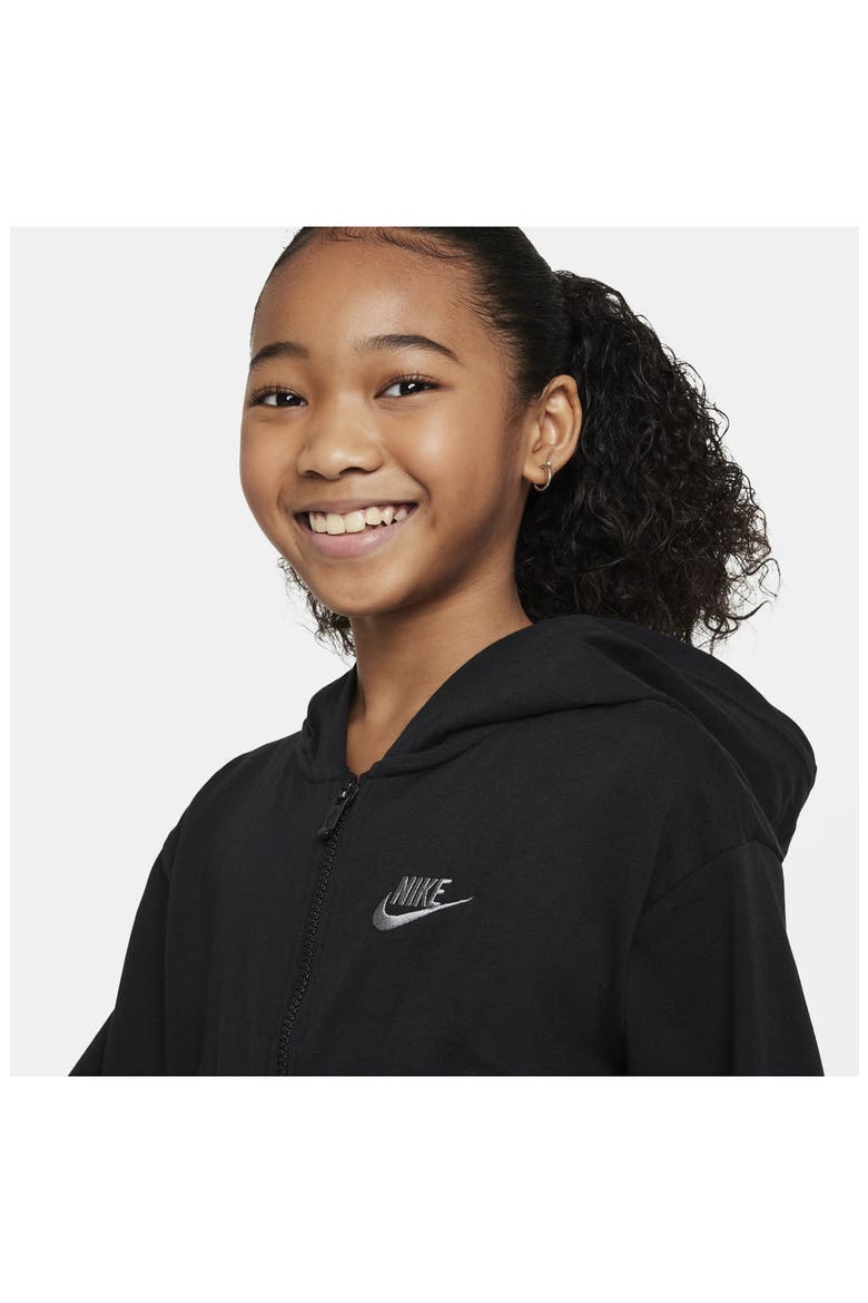 Kids' Sportswear Cotton Jersey Hoodie, Alternate, color, BLACK/ FLAT PEWTER