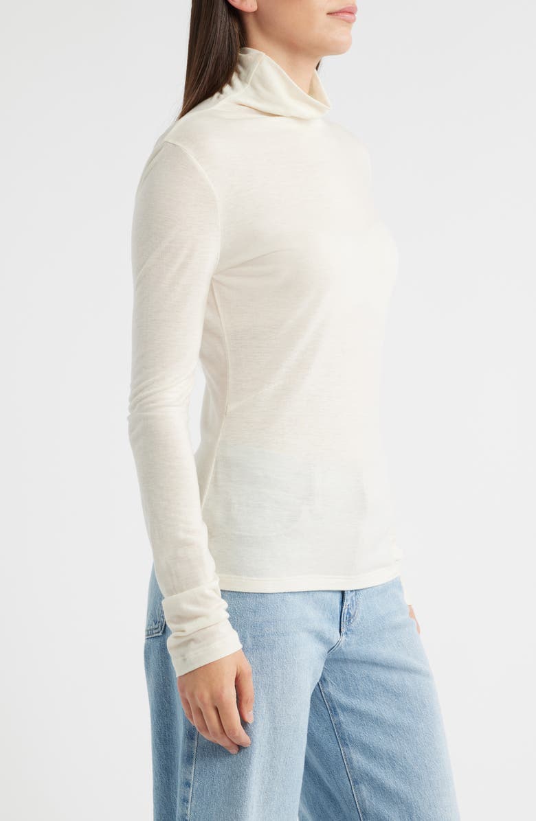 BOSS Elavu Turtleneck Top, Alternate, color, Soft Cream