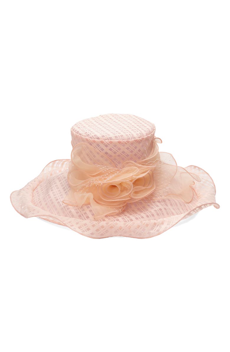 Collection XIIX Organza Rosette Wide Brim Hat, Alternate, color, 