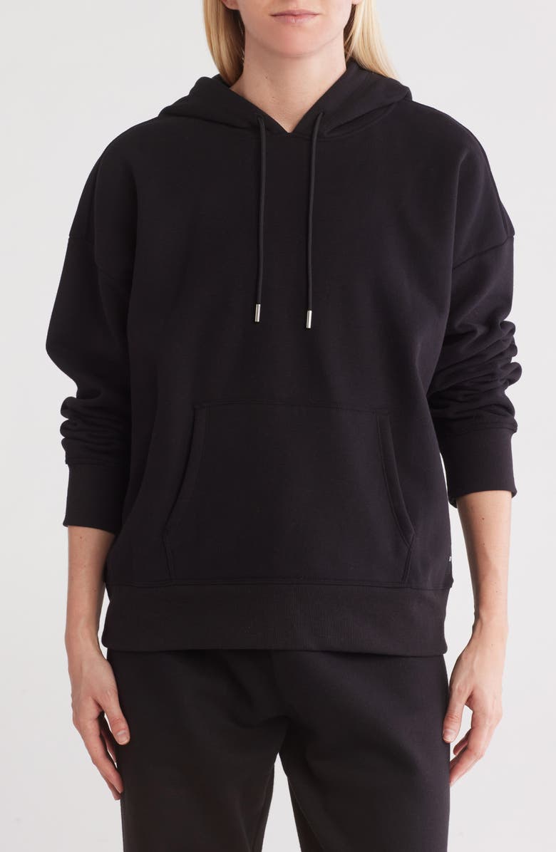 DKNY Logo Patch Fleece Hoodie, Main, color, 