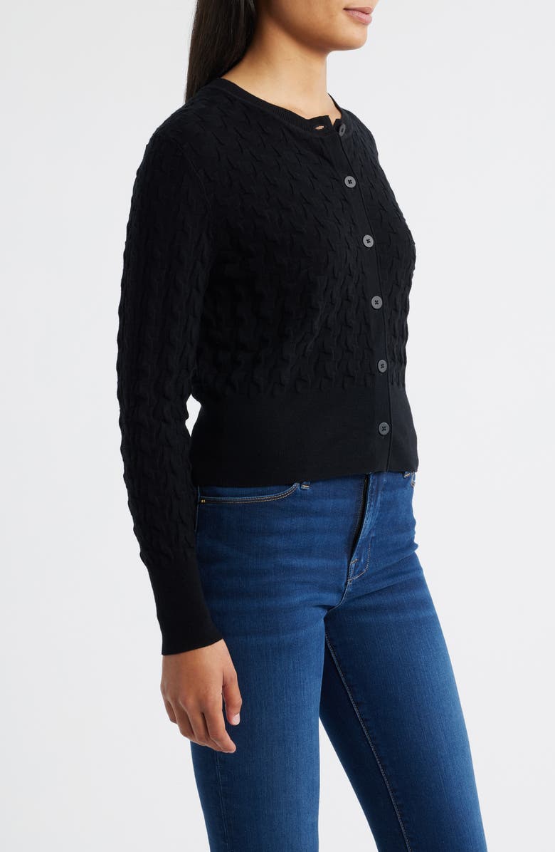 MARGARET O'LEARY Dimensional Cotton Cardigan, Alternate, color, Black