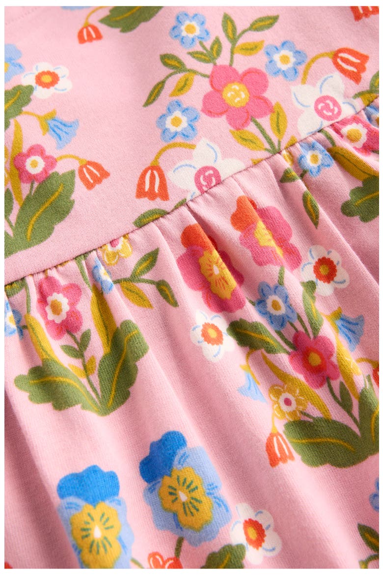 Kids' Floral Long Sleeve Tiered Cotton Jersey Dress, Alternate, color, PINK WOODBLOCK