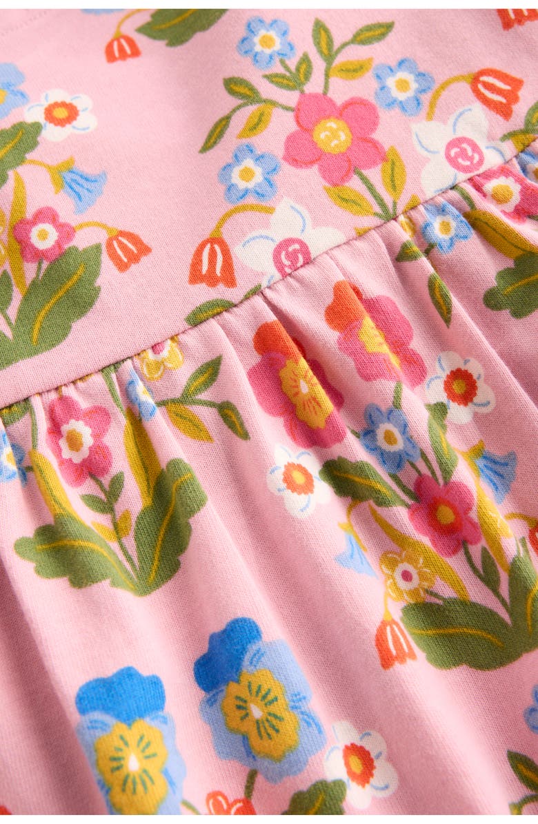 Mini Boden Kids' Floral Long Sleeve Tiered Cotton Jersey Dress, Alternate, color, Pink Woodblock