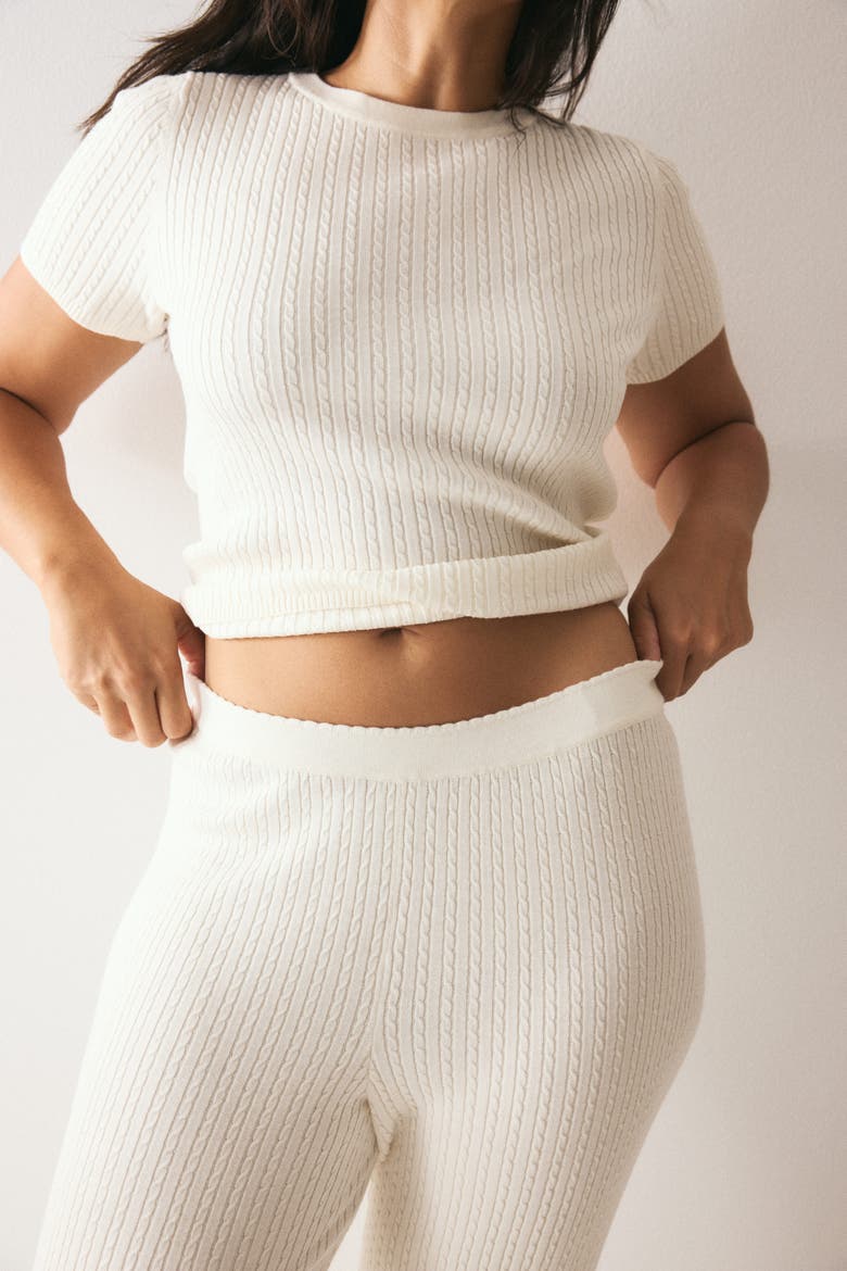 Cable-knit Trousers, Alternate, color, Cream