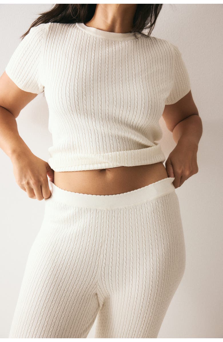 H&M Cable-knit Trousers, Alternate, color, Cream