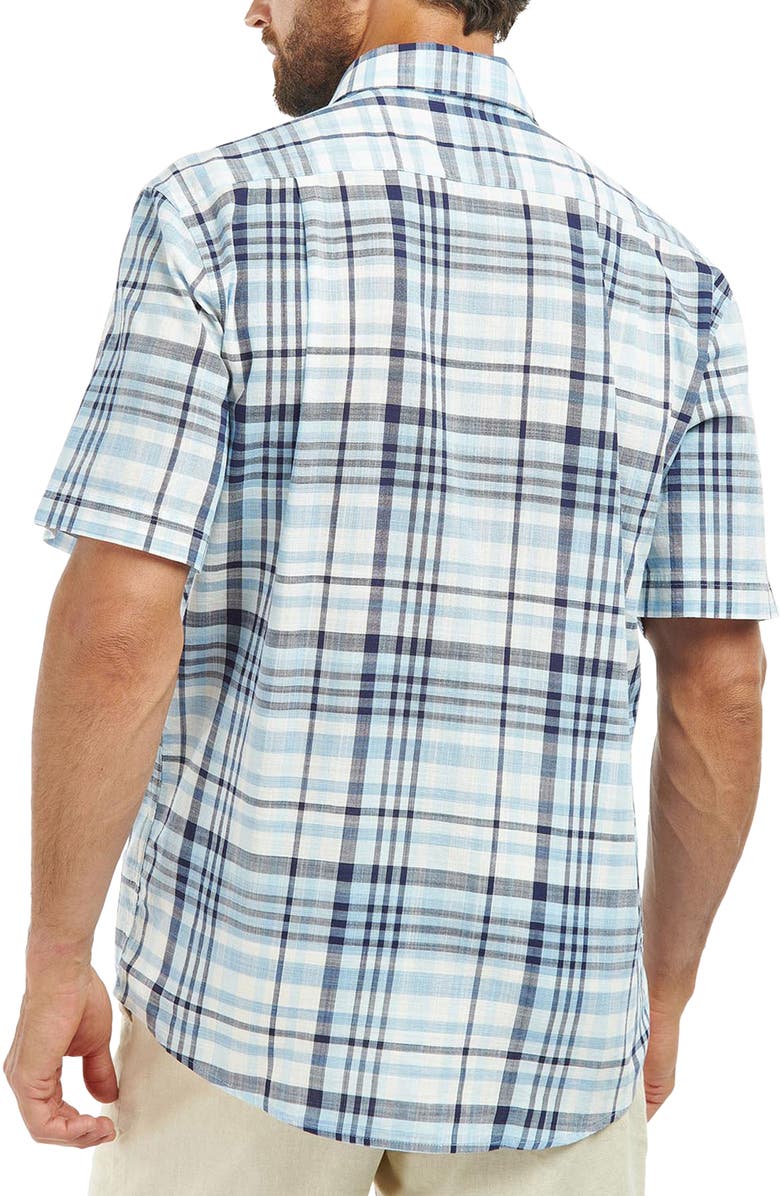 Barbour Hartley Regular Fit Plaid Short Sleeve Button-Down Shirt, Alternate, color, Sky