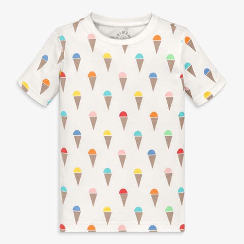 Kids Organic Short Sleeve Pj Top In Rainbow Scoops (Toddler, Little Kid, Big Kid)