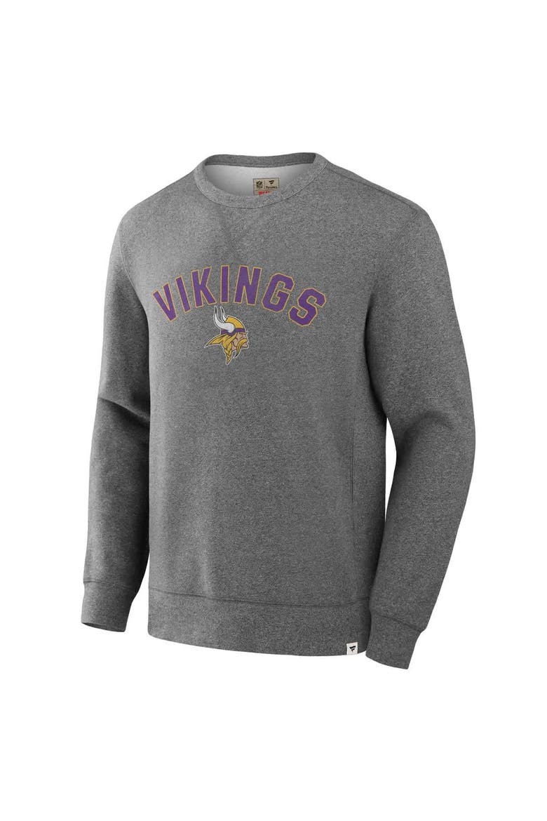 Men's Fanatics  Heather Gray Minnesota Vikings Loop Terry Pullover Sweatshirt, Alternate, color, Heather Gray