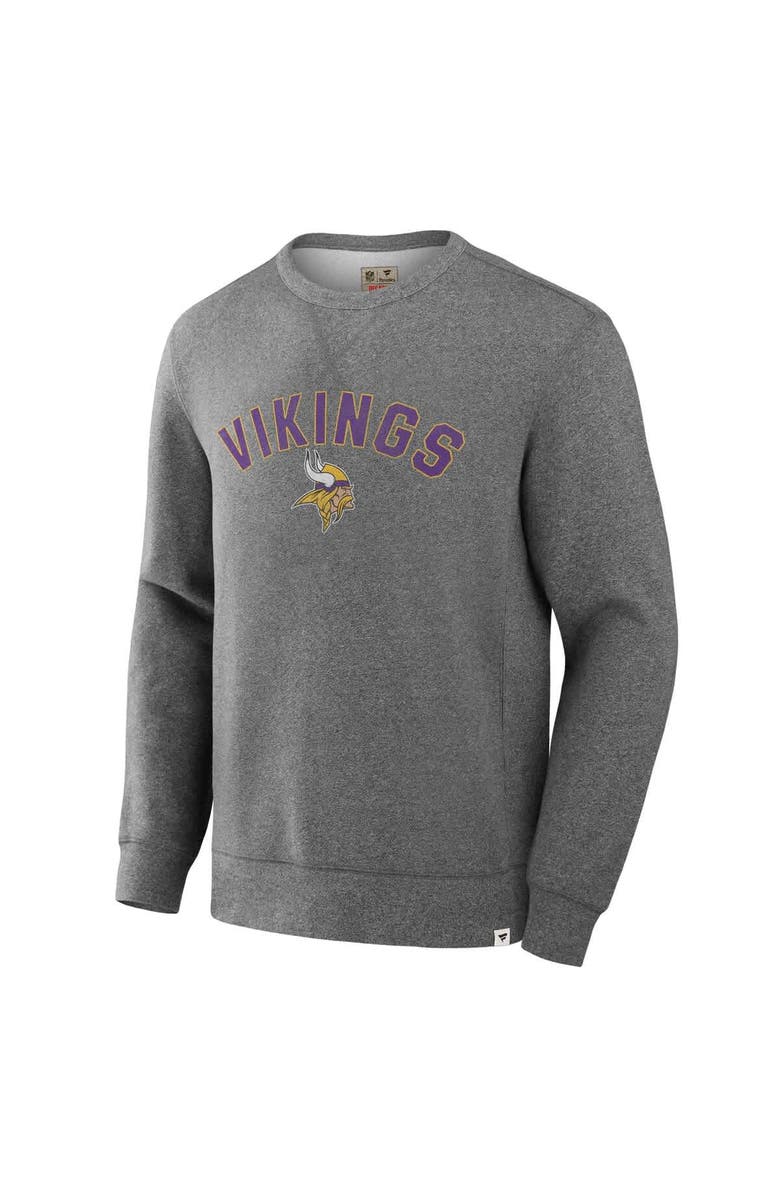 FANATICS Men's Fanatics Heather Gray Minnesota Vikings Loop Terry Pullover Sweatshirt, Alternate, color, Heather Gray