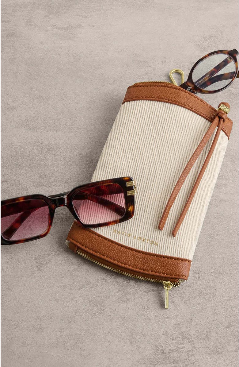 Katie Loxton Clip On Sunglasses Case, Alternate, color, Canvas/ Cognac