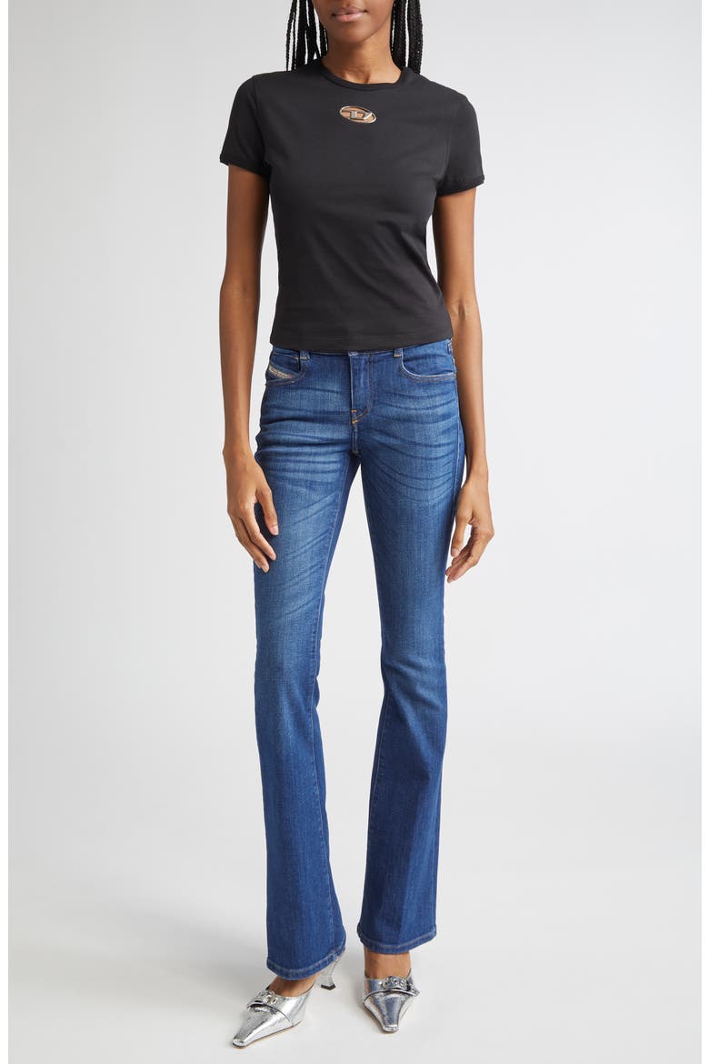 Metallic Oval D Cutout Slim Fit T-Shirt, Alternate, color, DEEP BLACK