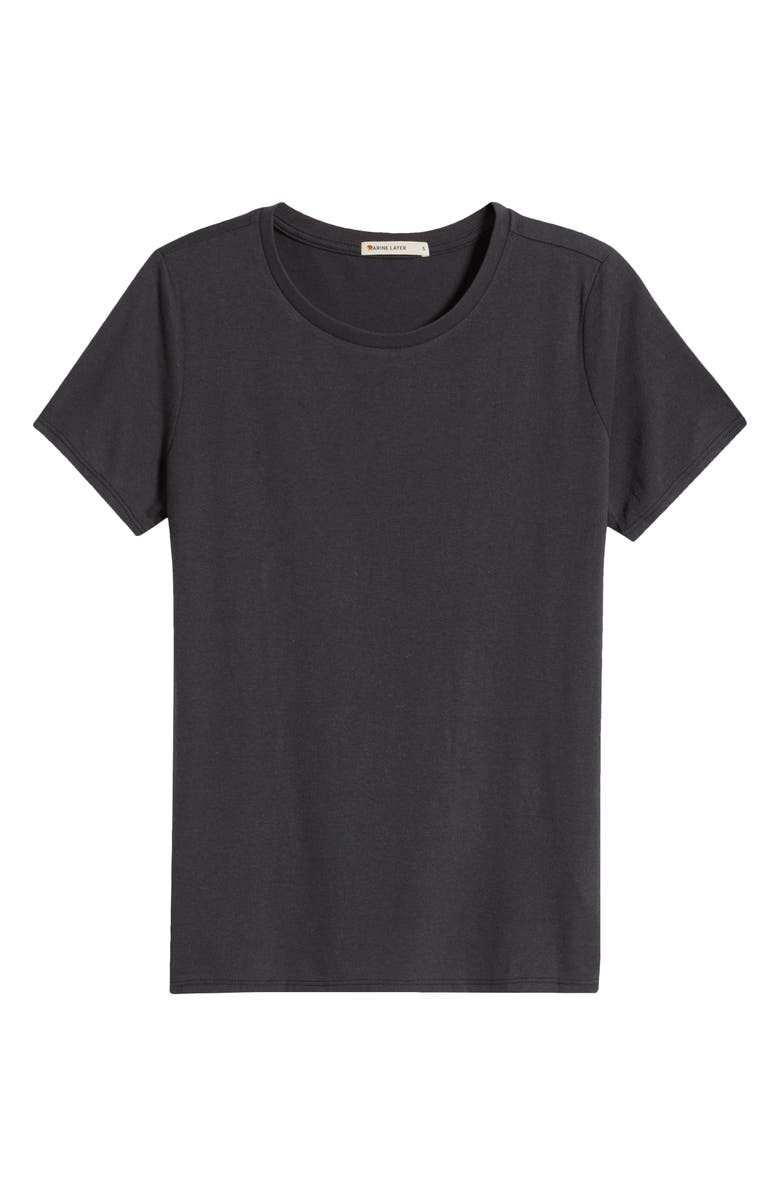 Marine Layer Re-Spun Signature Crewneck T-Shirt, Alternate, color, Black