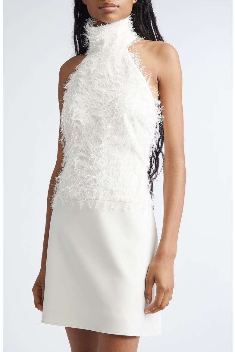Feather Thread Halter Dress, Alternate, color, NATURAL