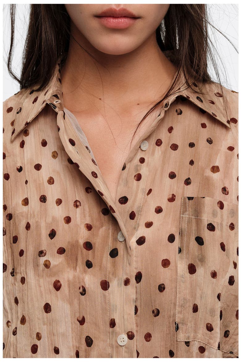 Dots Short-Sleeve Pleated Shirt, Alternate, color, WATERCOLOR DOTS