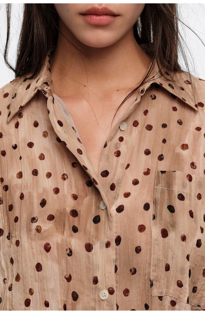 Bimba y Lola Dots Short-Sleeve Pleated Shirt, Alternate, color, Watercolor Dots