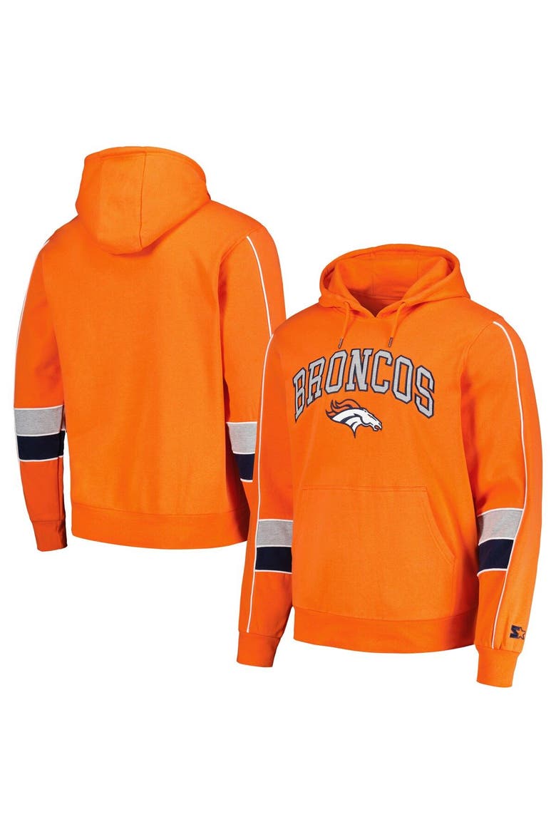 Men's Starter Orange Denver Broncos Captain Pullover Hoodie, Main, color, Orange