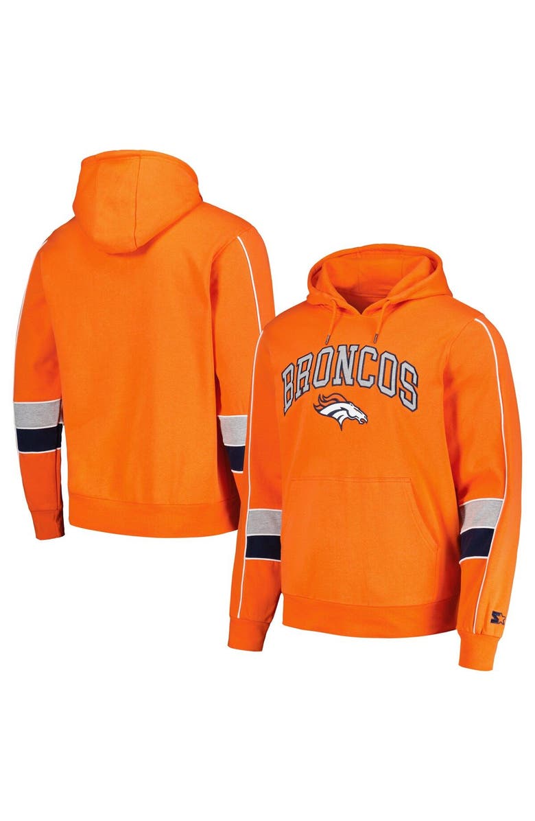 STARTER Men's Starter Orange Denver Broncos Captain Pullover Hoodie, Main, color, Orange