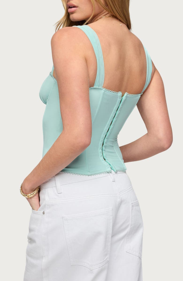 EDIKTED Marcella Mesh Corset Tank, Alternate, color, Aqua