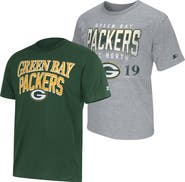 STARTER Men's Starter Green/Heather Gray Green Bay Packers Two-Pack Logo T-Shirt Set