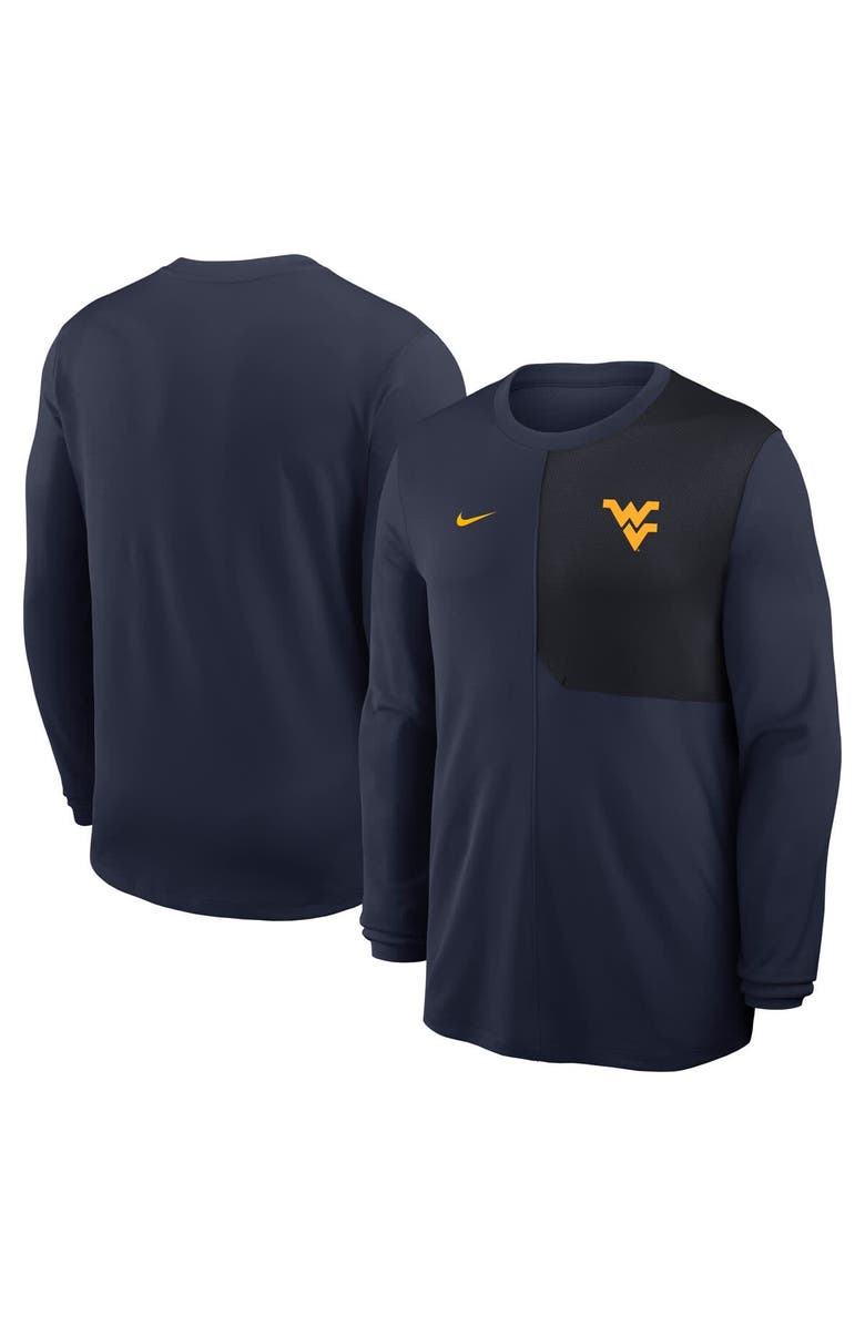 Nike Men's Nike Navy West Virginia Mountaineers 2025 Sideline Coach UV Performance Long Sleeve T-Shirt, Main, color, Navy
