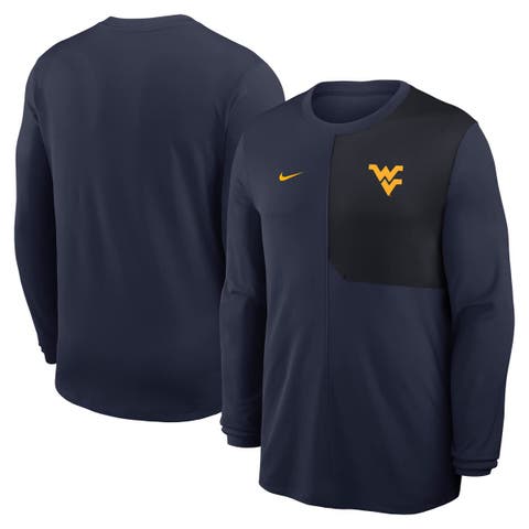 Men's Nike Navy West Virginia Mountaineers 2025 Sideline Coach UV Performance Long Sleeve T-Shirt