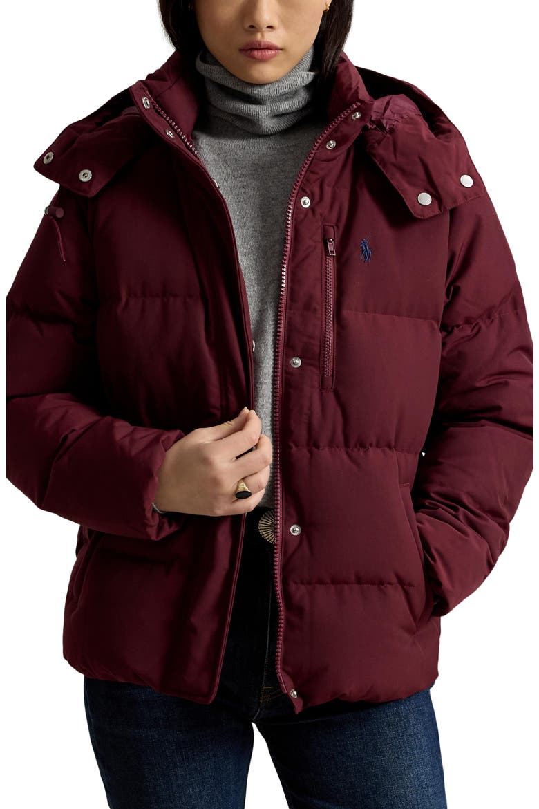 Water Resistant 750 Fill Power Down Puffer Jacket, Main, color, CLASSIC WINE